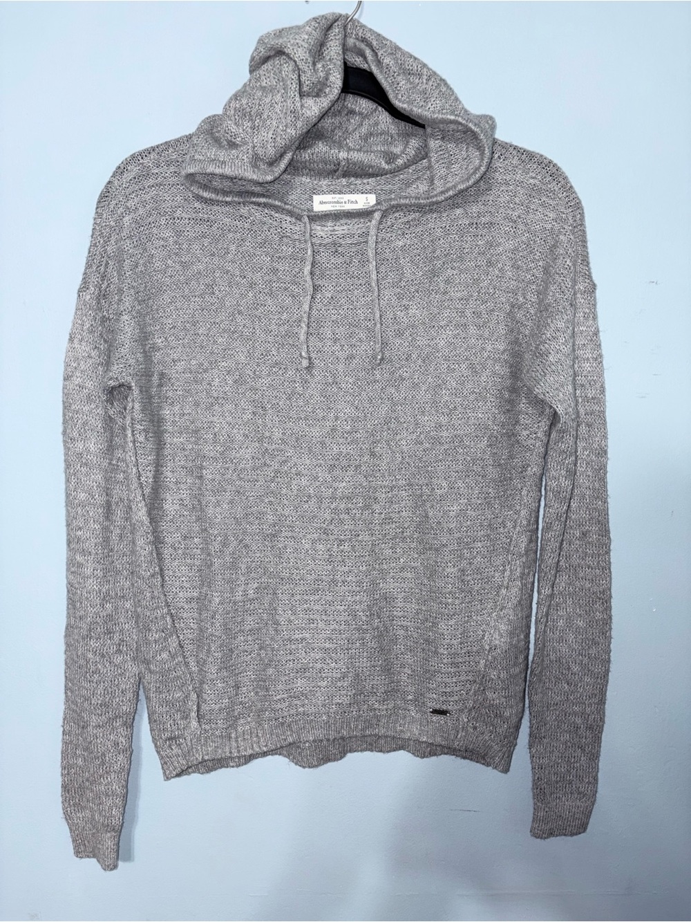 S Abercrombie Lightweight Gray Oversized Hooded Pullover Sweater